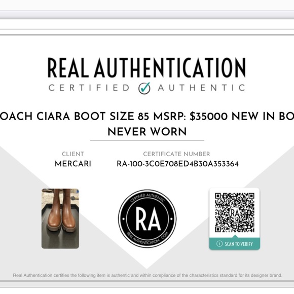 Coach Ciara Boot Size 8.5 MSRP: $350.00 New In Box. Certificate of authenticity - Picture 7 of 8